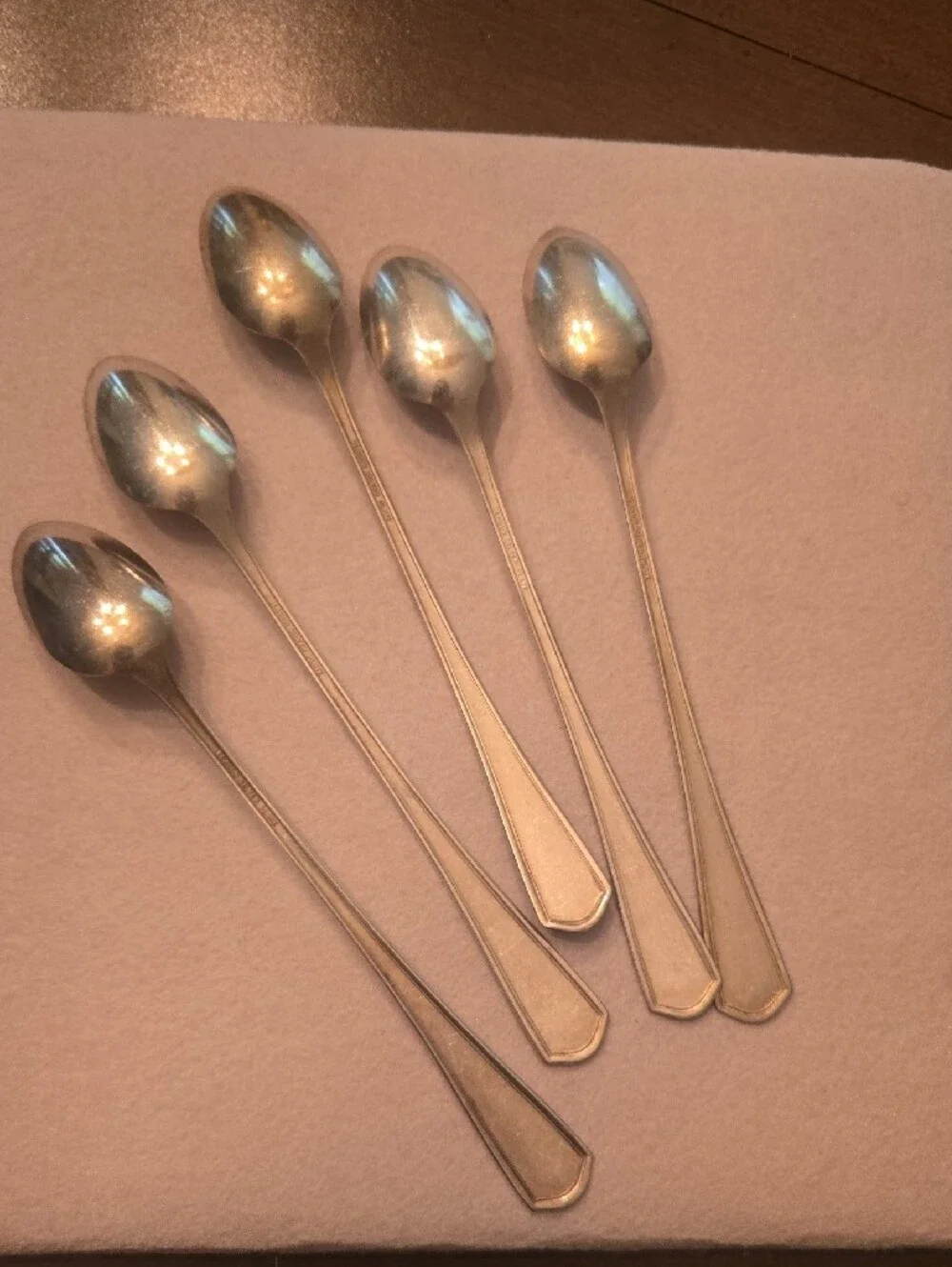Vintage Beacon Miami Silver-plate Engraved Iced Tea Spoon Set - 5 Pieces   7.50